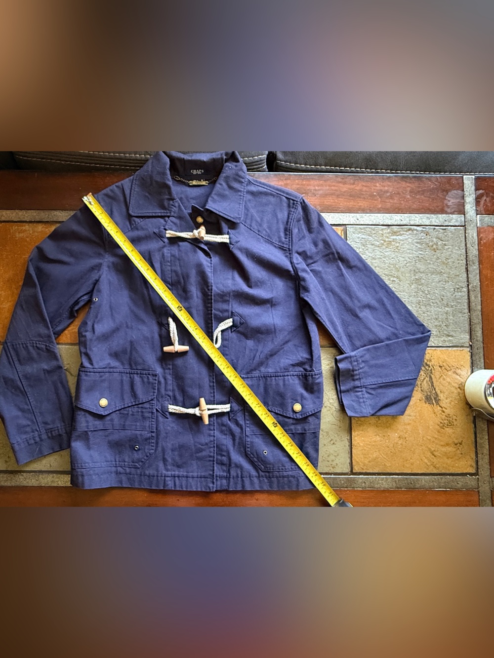 Chaps wood toggle nautical sailor navy medium Lagon look fisherman Shacket luxe